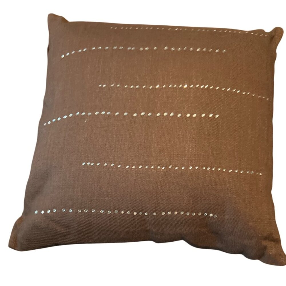CBK 100%‎ Linen Brown Pillow With Silver Accents